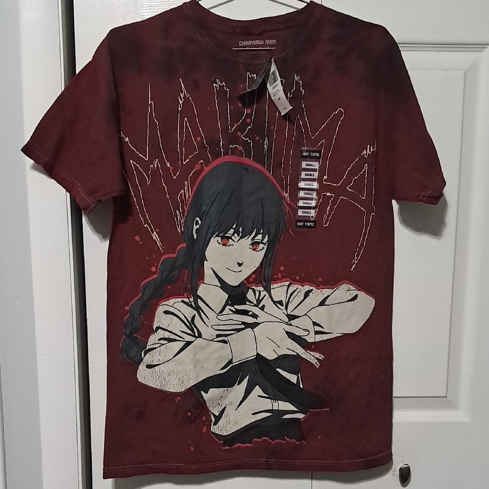 Chainsaw Man Anime Makima Graphic T-Shirt - Dark Red